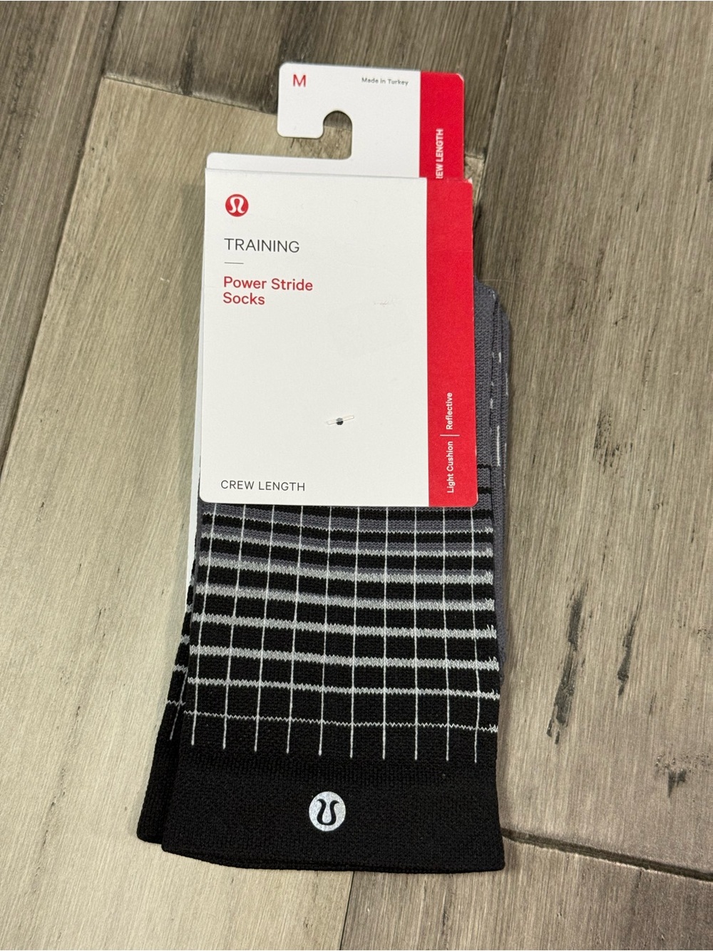 237: Lululemon Power Stride Socks Black Gray White Women: 6.5-8.5 Medium